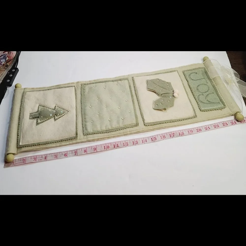 Shabby Chic Christmas Pale Green Joy Hanging Door Decor Banner